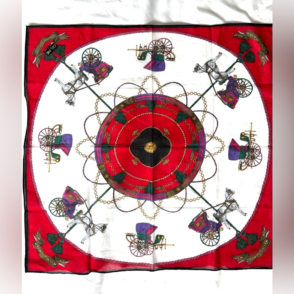 Celine Paris Horse Carriage Design Scarf